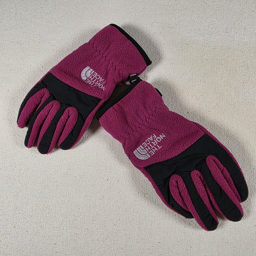 The North Face Girls Denali Fleece Gloves Magenta Pink Black Size S sku 430 7/8